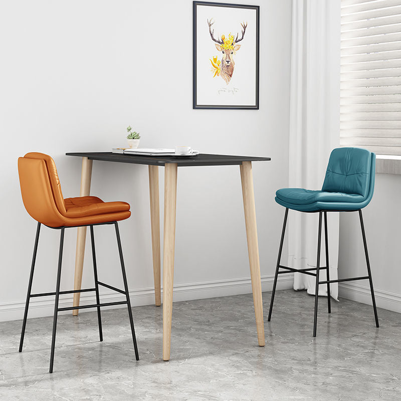 Contemporary Barstools Faux Leather Bar Stool with Metal Legs
