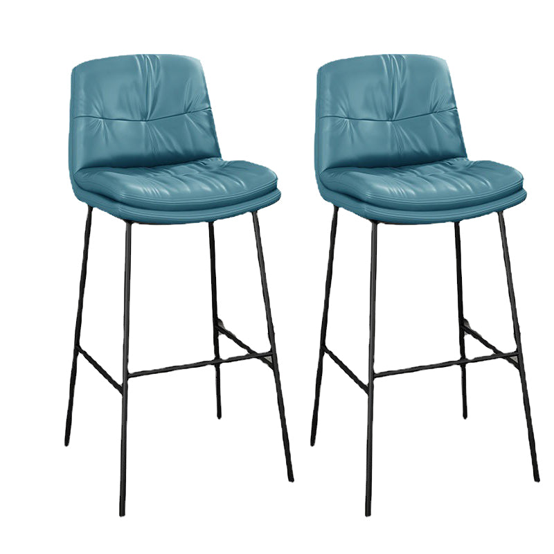 Contemporary Barstools Faux Leather Bar Stool with Metal Legs