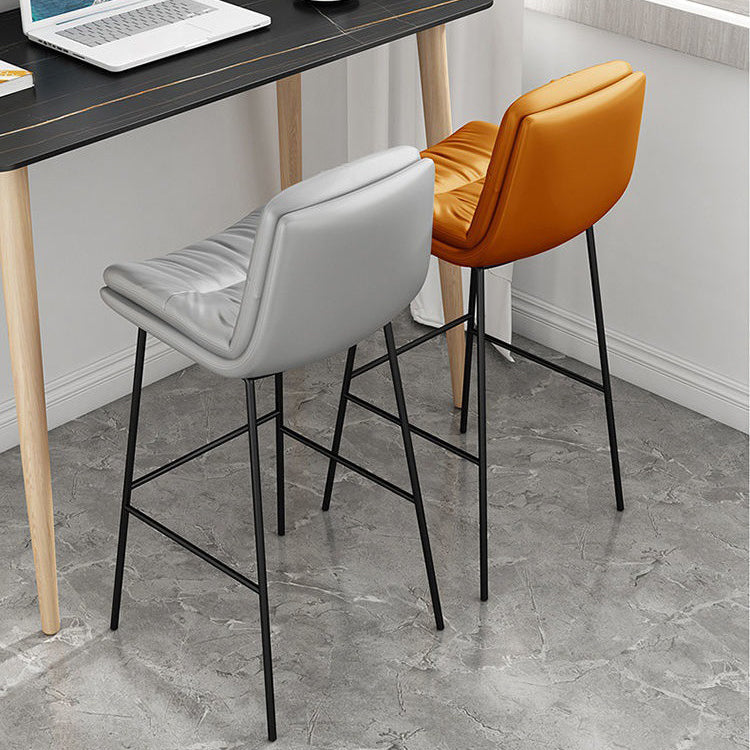Contemporary Barstools Faux Leather Bar Stool with Metal Legs