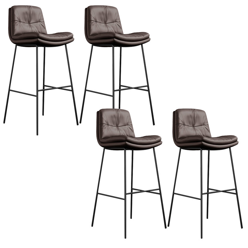 Contemporary Barstools Faux Leather Bar Stool with Metal Legs