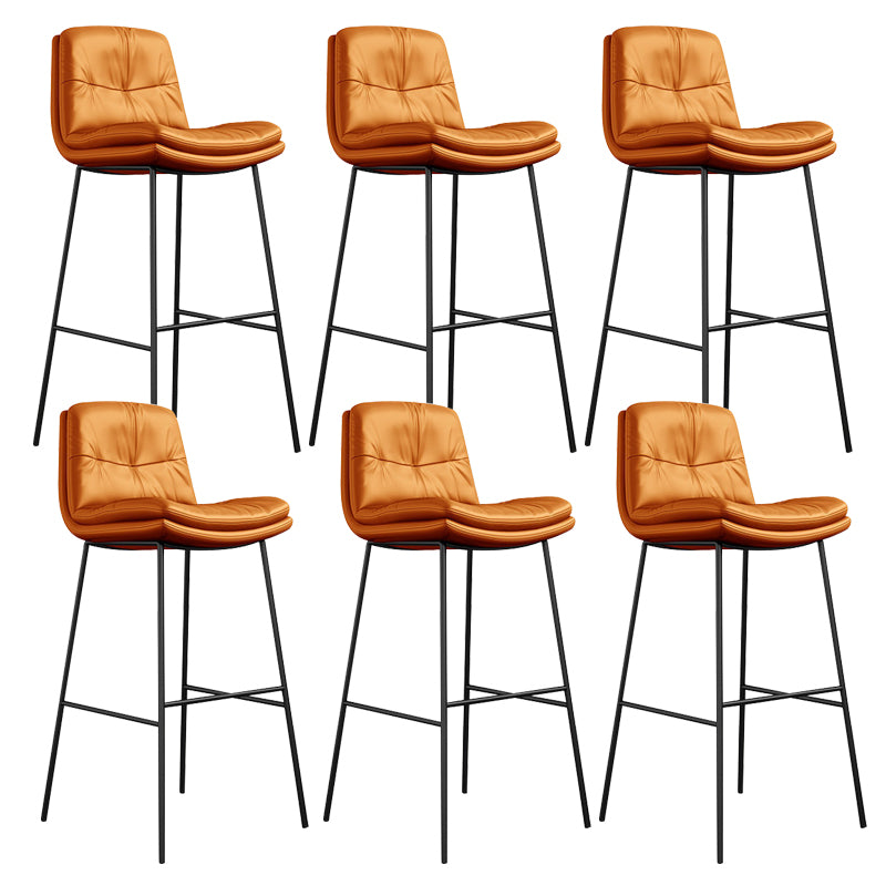 Contemporary Barstools Faux Leather Bar Stool with Metal Legs