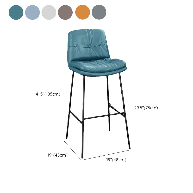 Contemporary Barstools Faux Leather Bar Stool with Metal Legs