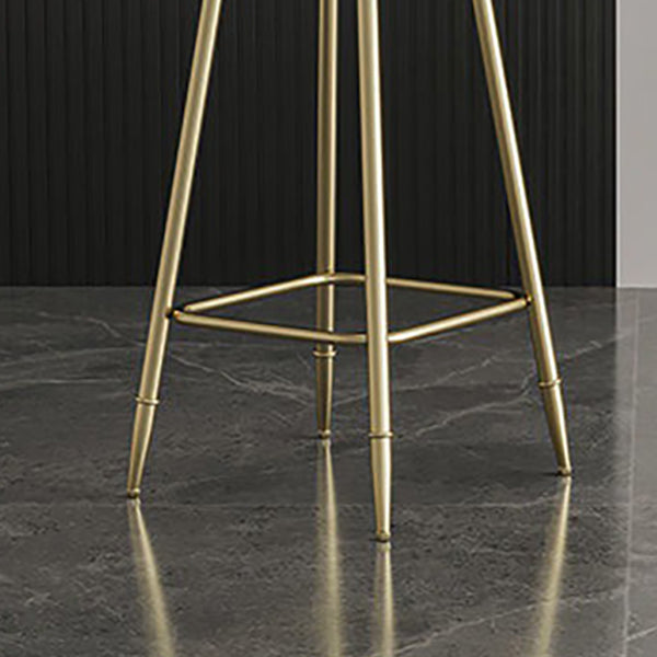 Contemporary Low Back Barstools Round Bar Stool with Metal Legs