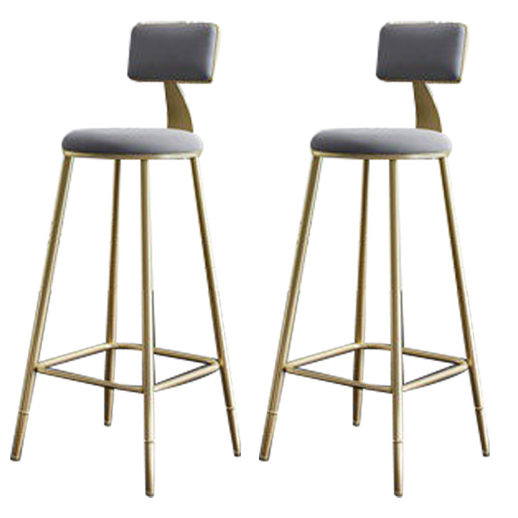 Contemporary Low Back Barstools Round Bar Stool with Metal Legs