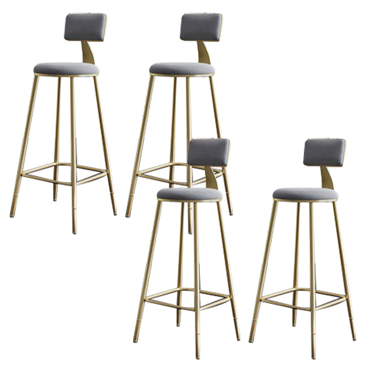 Contemporary Low Back Barstools Round Bar Stool with Metal Legs