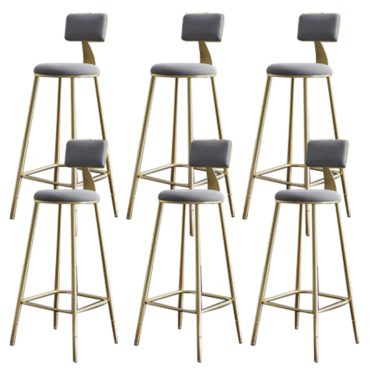 Contemporary Low Back Barstools Round Bar Stool with Metal Legs