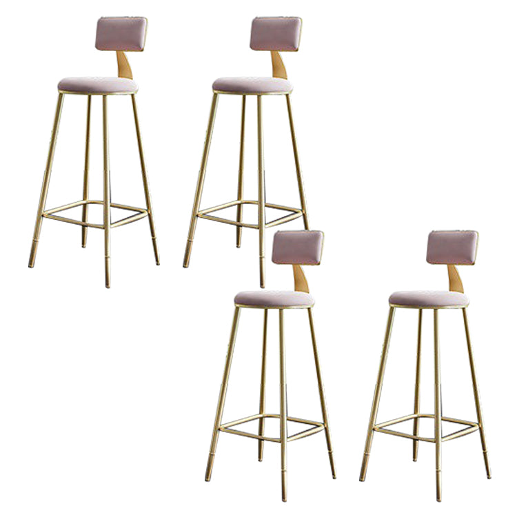 Contemporary Low Back Barstools Round Bar Stool with Metal Legs