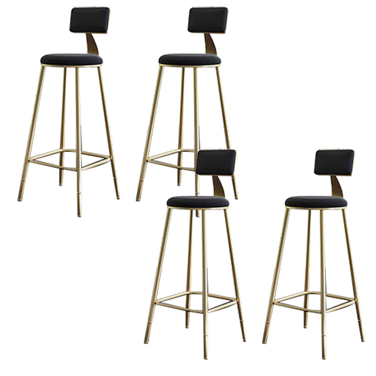 Contemporary Low Back Barstools Round Bar Stool with Metal Legs