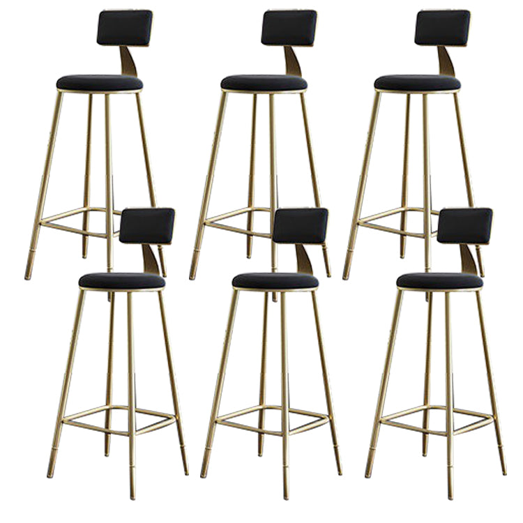 Contemporary Low Back Barstools Round Bar Stool with Metal Legs