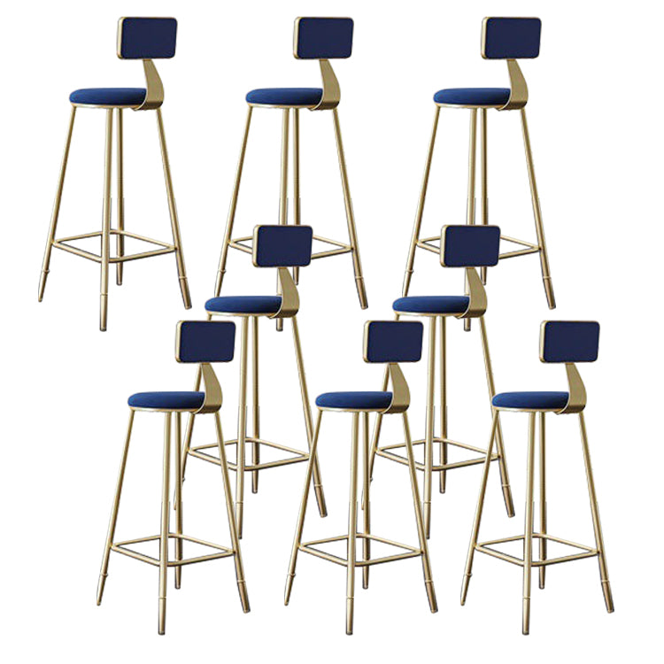 Contemporary Low Back Barstools Round Bar Stool with Metal Legs
