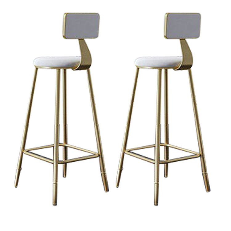 Contemporary Low Back Barstools Round Bar Stool with Metal Legs
