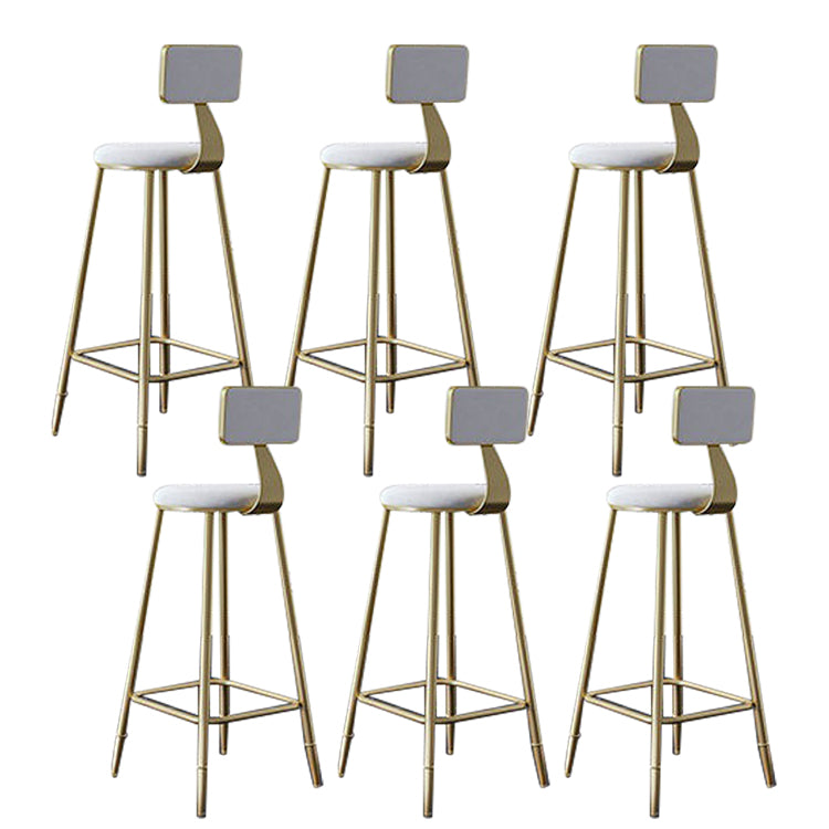 Contemporary Low Back Barstools Round Bar Stool with Metal Legs