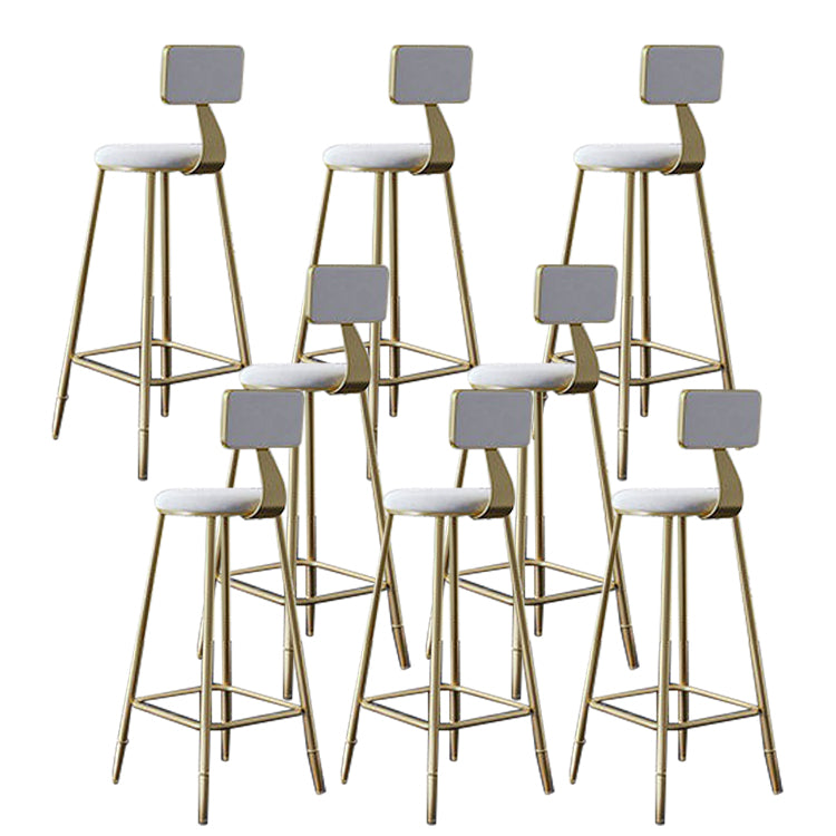 Contemporary Low Back Barstools Round Bar Stool with Metal Legs