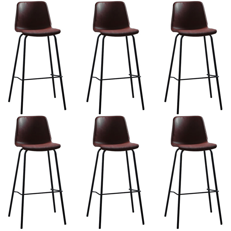 Faux Leather Dining Stools Armless Bucket Bar Stools with Footrest