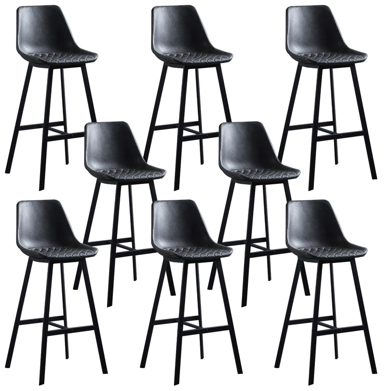 Faux Leather Dining Stools Armless Bucket Bar Stools with Footrest