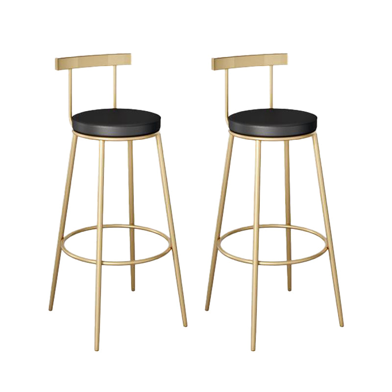 Contemporary Low Back Barstools Round Bar Stools with Gold Metal Legs