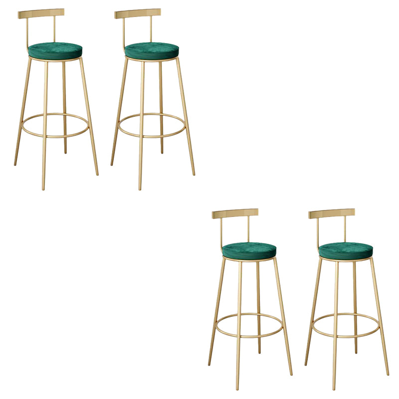 Contemporary Low Back Barstools Round Bar Stools with Gold Metal Legs