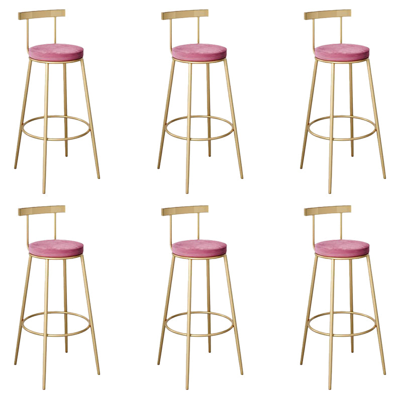 Contemporary Low Back Barstools Round Bar Stools with Gold Metal Legs