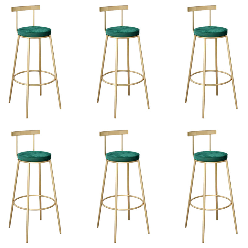 Contemporary Low Back Barstools Round Bar Stools with Gold Metal Legs