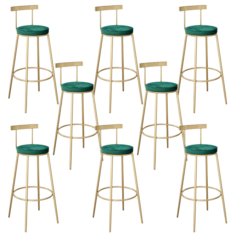 Contemporary Low Back Barstools Round Bar Stools with Gold Metal Legs
