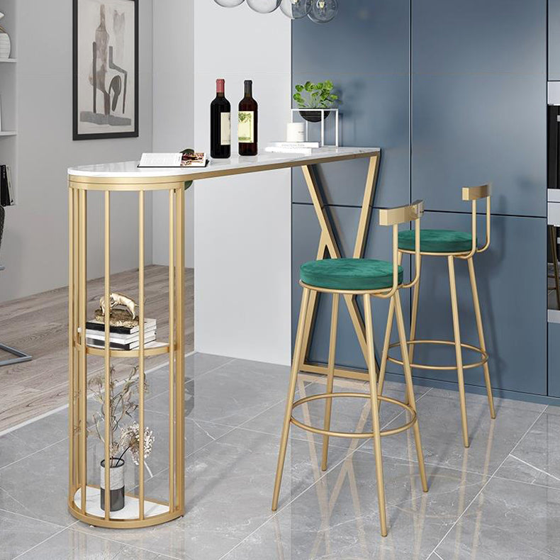Contemporary Low Back Barstools Round Bar Stools with Gold Metal Legs
