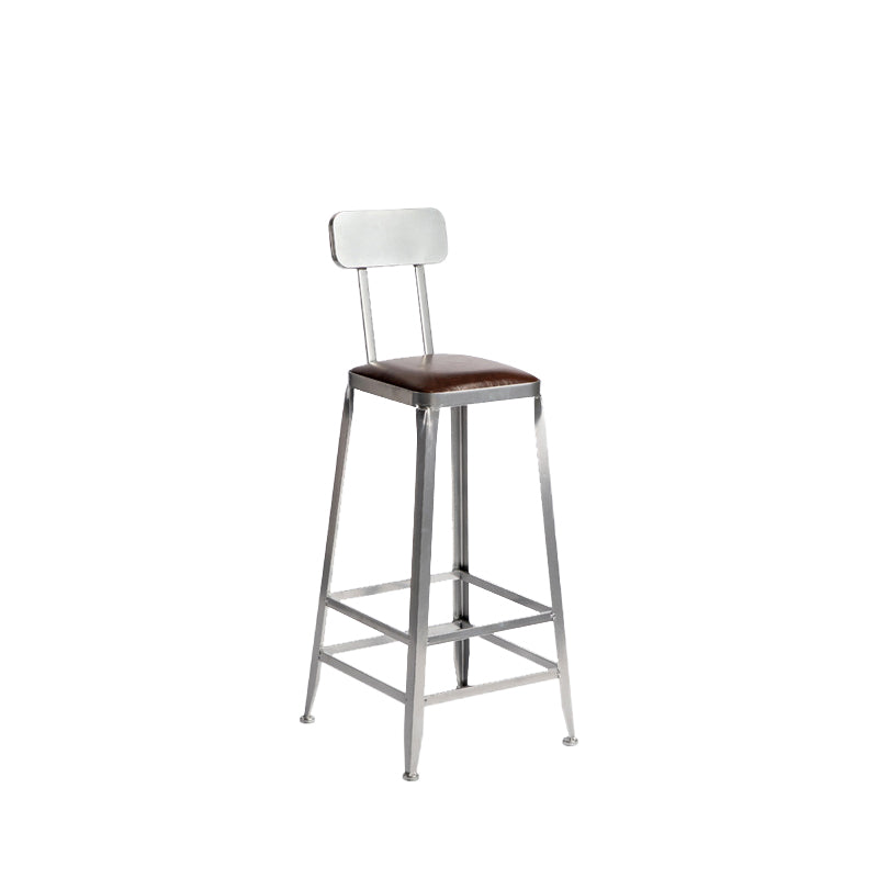 Faux Leather Dining Stools Armless Bar Stools with Metal Base