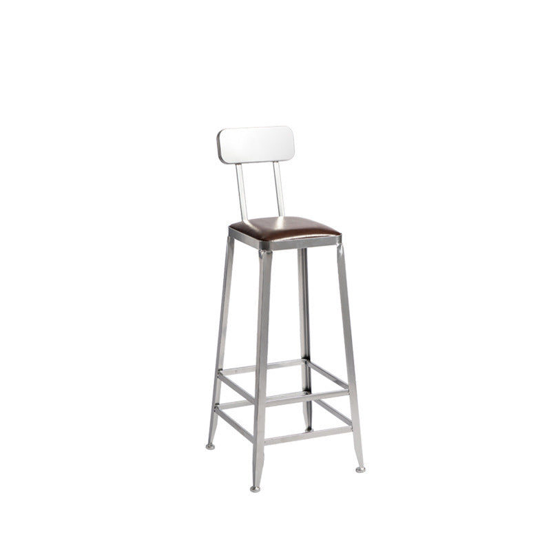 Faux Leather Dining Stools Armless Bar Stools with Metal Base