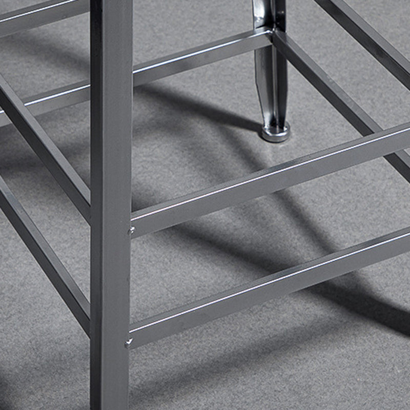 Faux Leather Dining Stools Armless Bar Stools with Metal Base