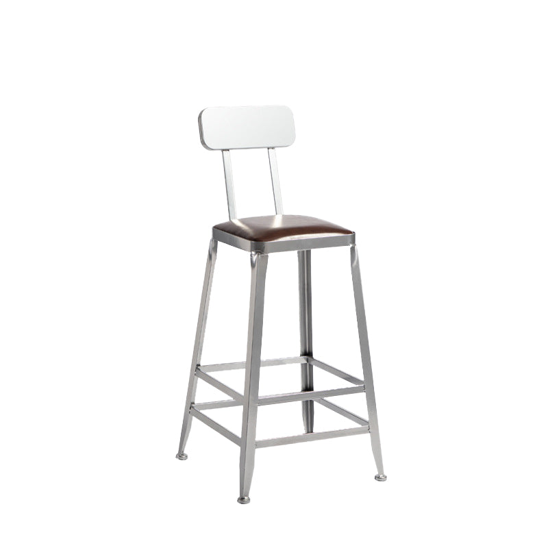 Faux Leather Dining Stools Armless Bar Stools with Metal Base