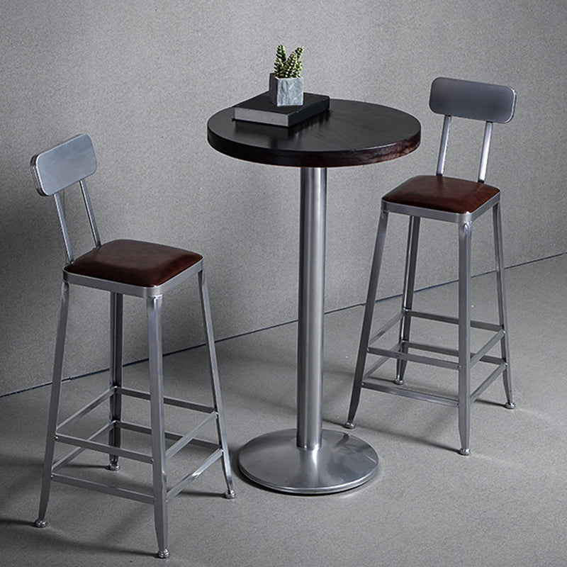 Faux Leather Dining Stools Armless Bar Stools with Metal Base