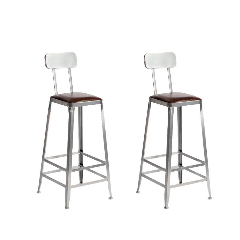Faux Leather Dining Stools Armless Bar Stools with Metal Base