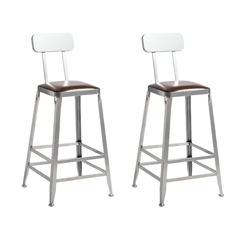 Faux Leather Dining Stools Armless Bar Stools with Metal Base