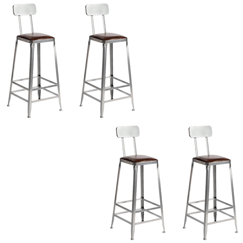 Faux Leather Dining Stools Armless Bar Stools with Metal Base