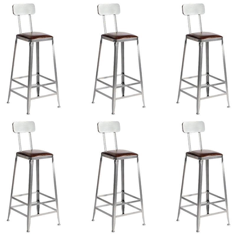 Faux Leather Dining Stools Armless Bar Stools with Metal Base