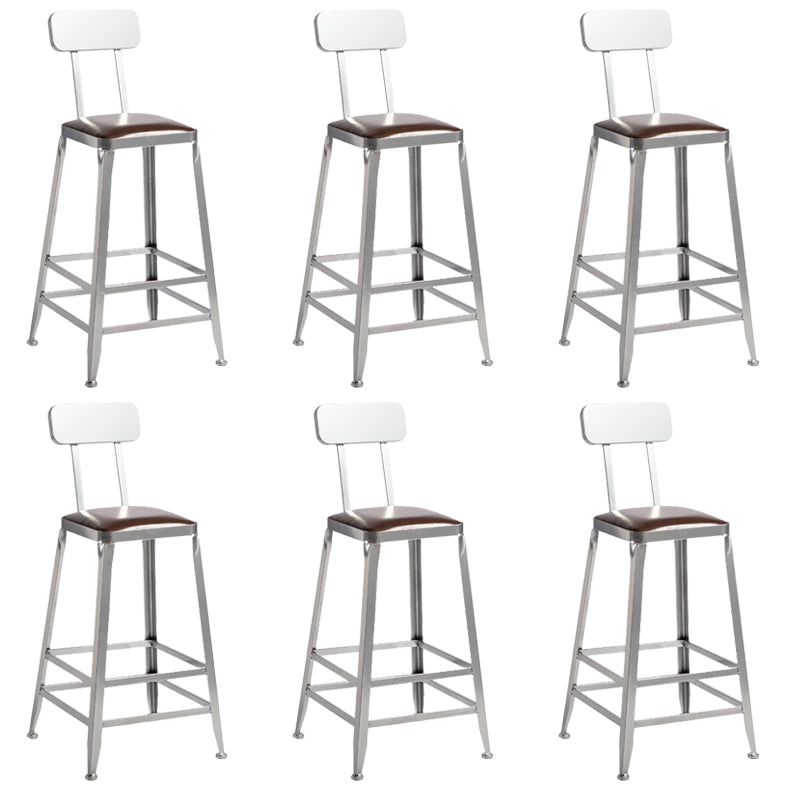 Faux Leather Dining Stools Armless Bar Stools with Metal Base