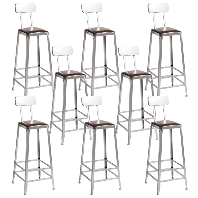 Faux Leather Dining Stools Armless Bar Stools with Metal Base