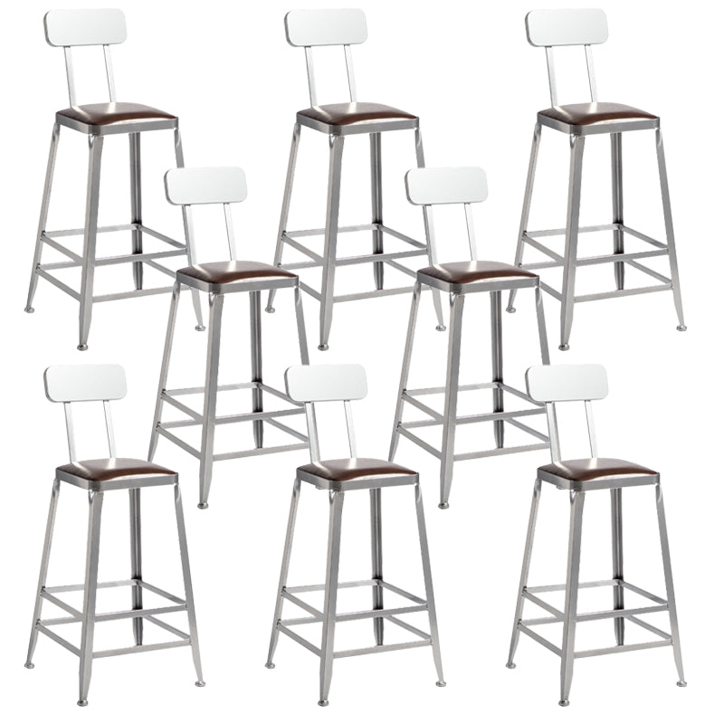 Faux Leather Dining Stools Armless Bar Stools with Metal Base
