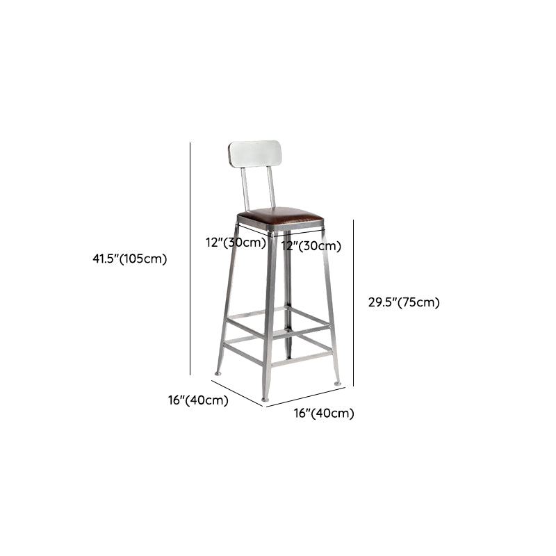 Faux Leather Dining Stools Armless Bar Stools with Metal Base