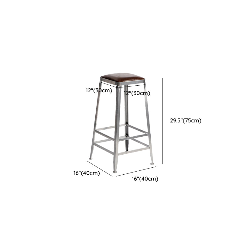 Faux Leather Dining Stools Armless Bar Stools with Metal Base