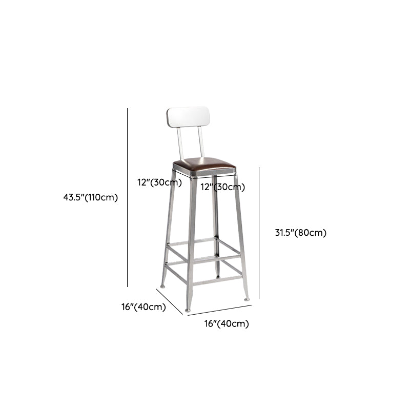 Faux Leather Dining Stools Armless Bar Stools with Metal Base
