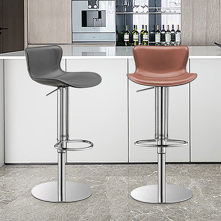 Leather Adjustable Bar Stool Glam Backrest Counter Stool for Bristol