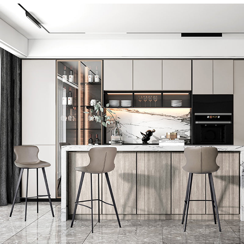 Modern Leather Bar Stool Low Back Footrest Counter Stool for Bristol