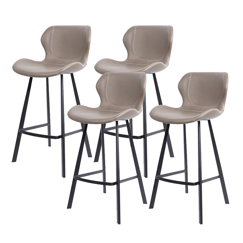 Modern Leather Bar Stool Low Back Footrest Counter Stool for Bristol