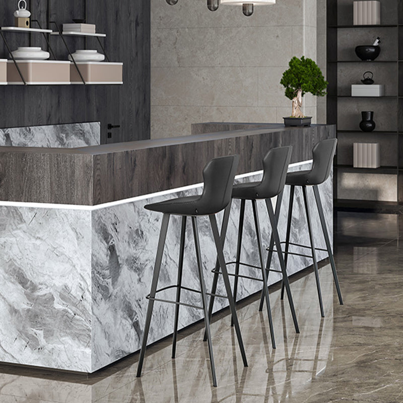 Modern Leather Bar Stool Low Back Footrest Counter Stool for Bristol