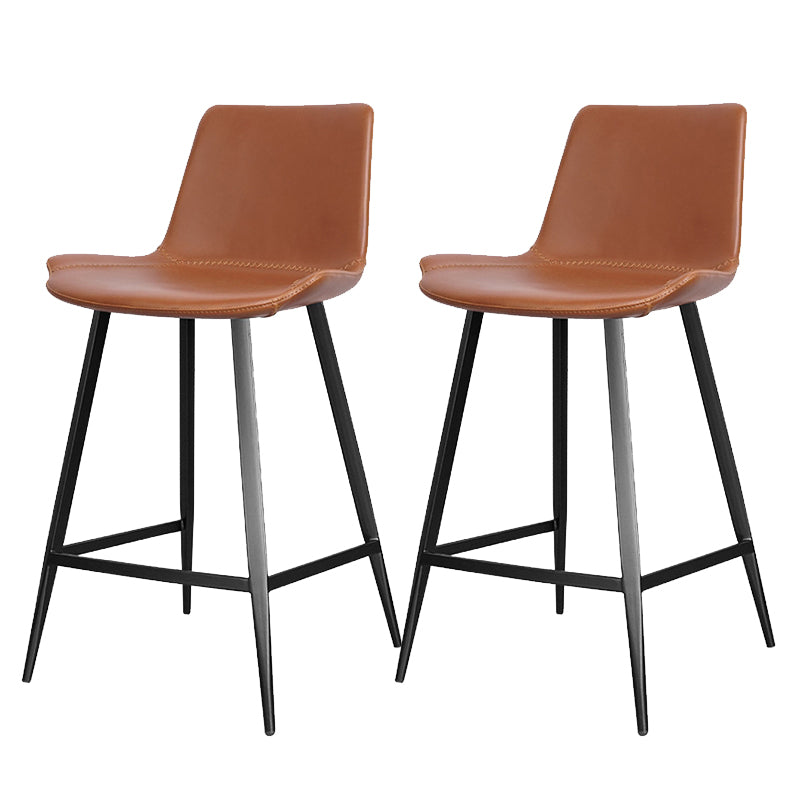 Modern Leather Bar Stool Low Back Footrest Counter Stool for Bristol