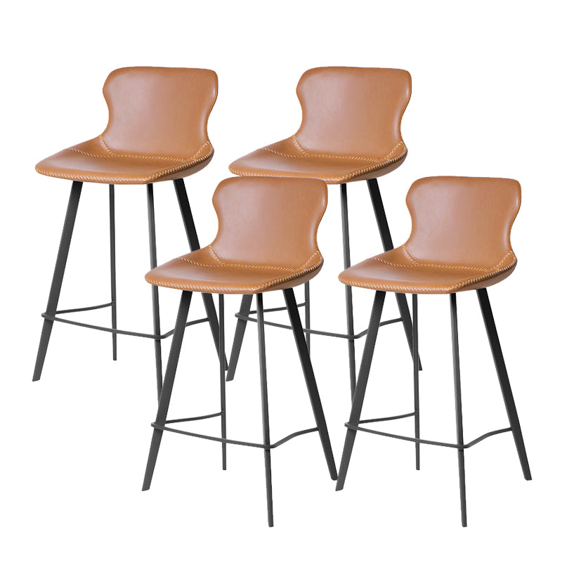 Modern Leather Bar Stool Low Back Footrest Counter Stool for Bristol