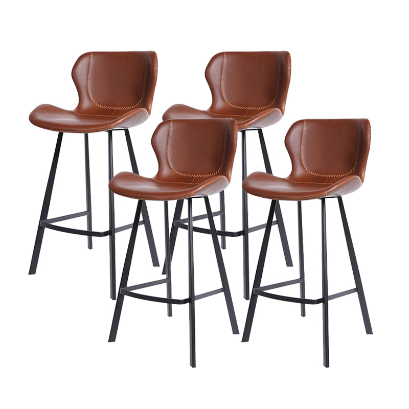 Modern Leather Bar Stool Low Back Footrest Counter Stool for Bristol