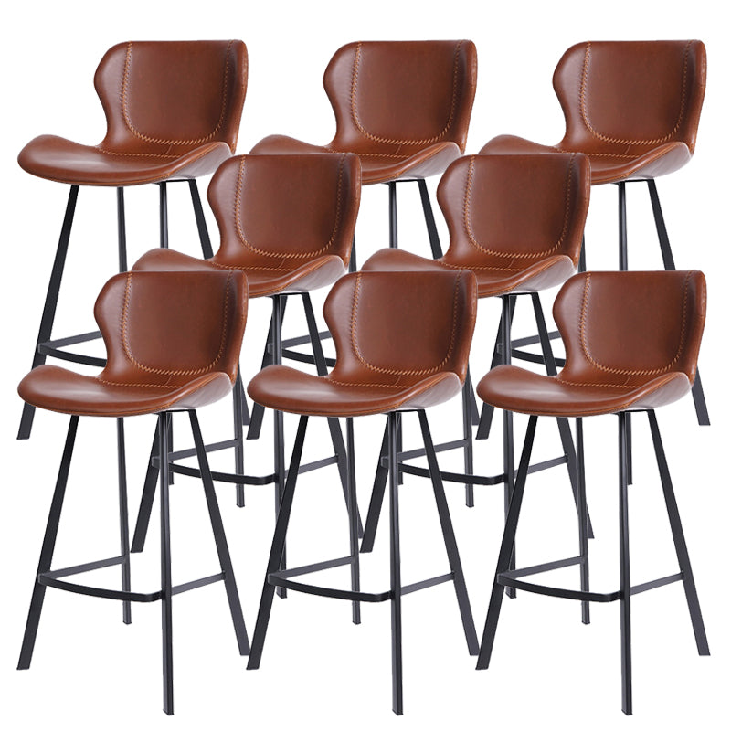 Modern Leather Bar Stool Low Back Footrest Counter Stool for Bristol