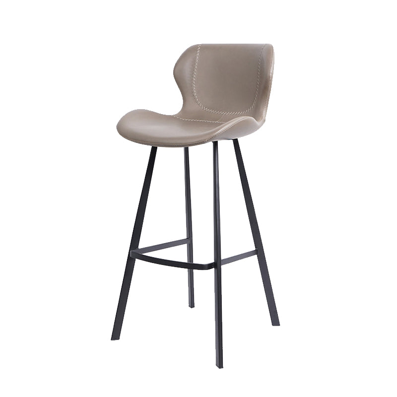 Modern Leather Bar Stool Low Back Footrest Counter Stool for Bristol