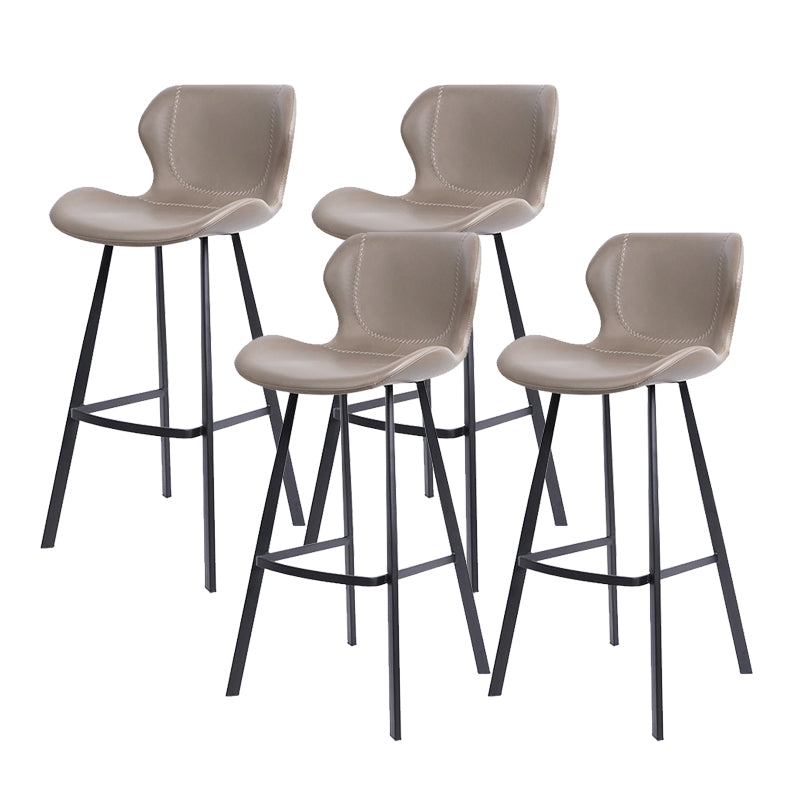 Modern Leather Bar Stool Low Back Footrest Counter Stool for Bristol